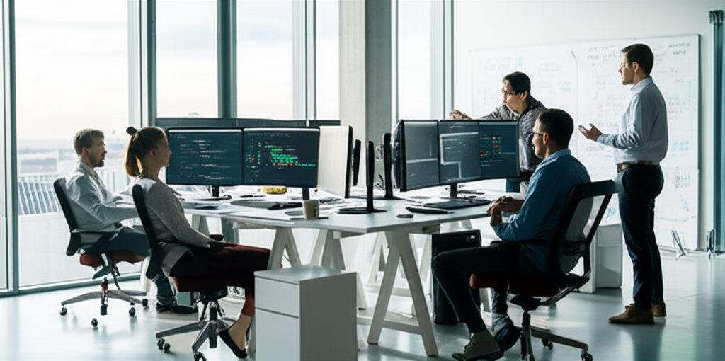 Equipe RM Desenvolvimento trabalhando com tecnologia